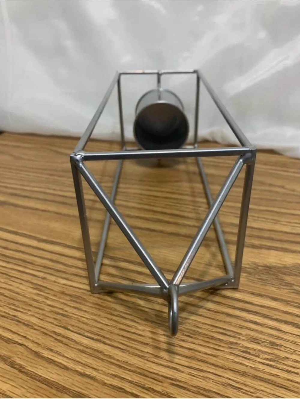 Silver Metal Open-Frame Lantern Candle Holder – Modern Geometric Tabletop Decor